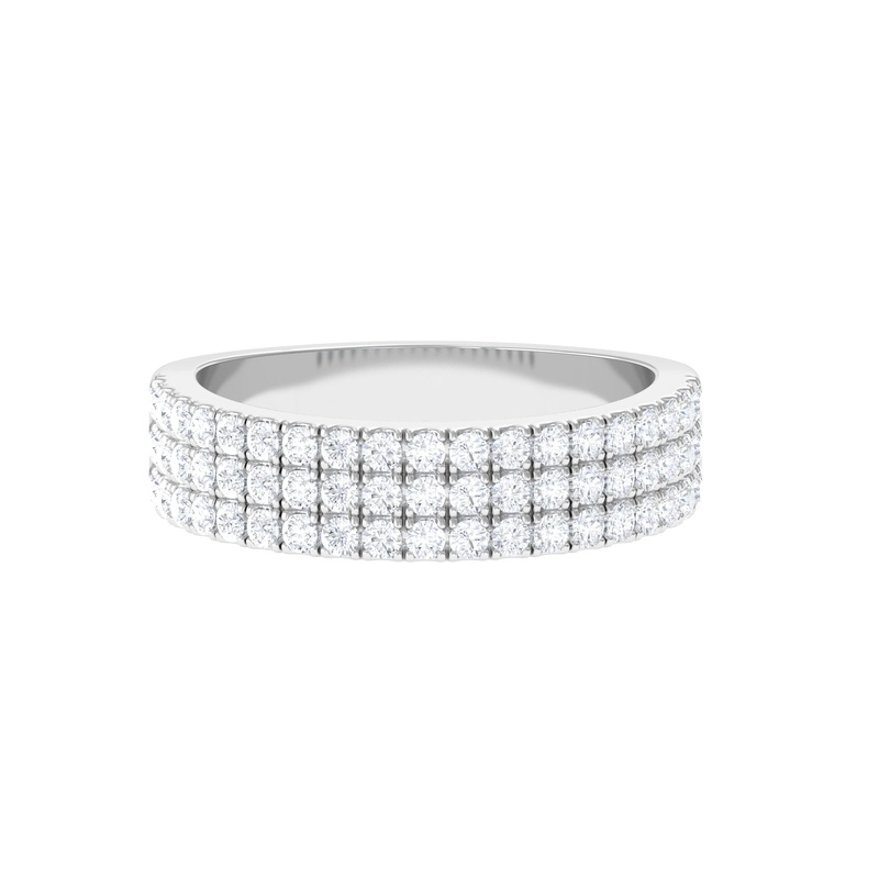 1.50 CT Certified Zircon Semi Eternity Ring in Pave Setting