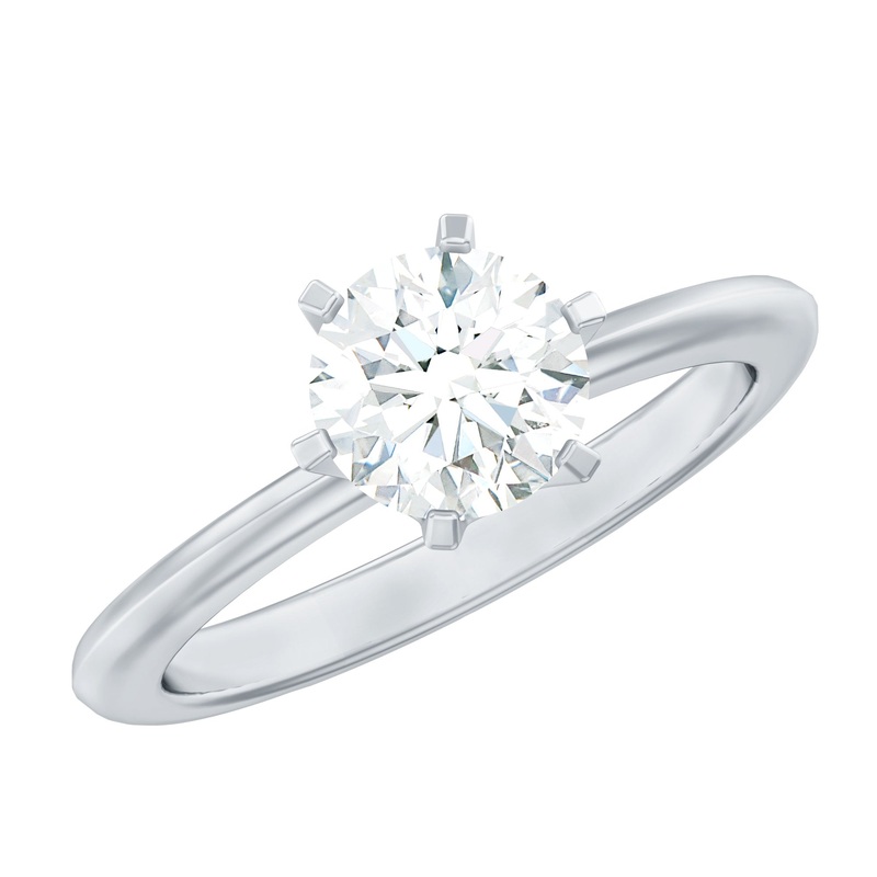1 CT Certified Moissanite Round Cut Solitaire Ring in Gold
