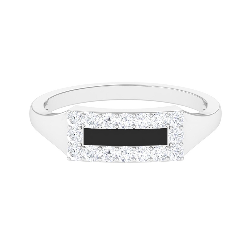 Real Diamond Engagement Ring with Enamel
