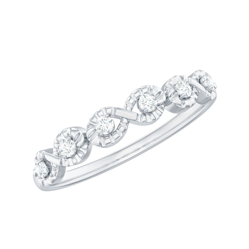 Round Diamond Gold Textured Half Eternity Ring