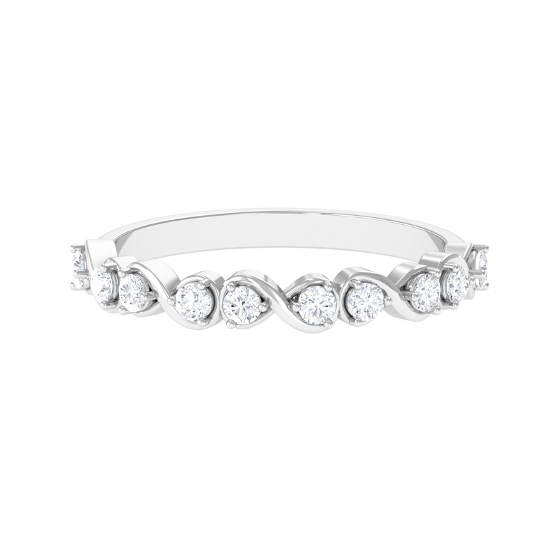 Round Diamond Half Eternity Ring in Infinity Style