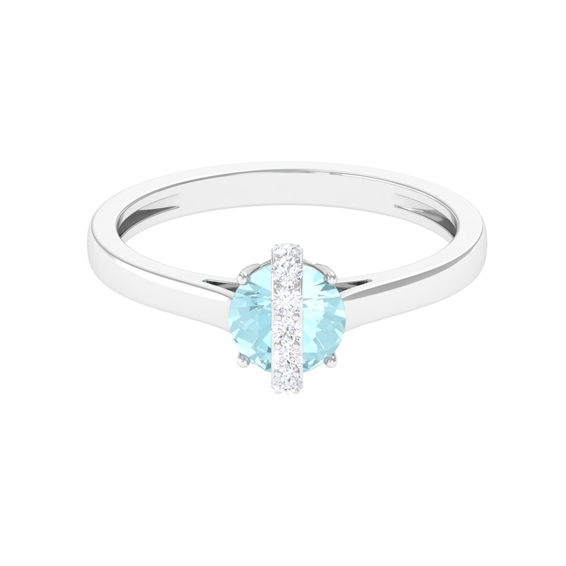 Round Sky Blue Topaz Designer Engagement Ring