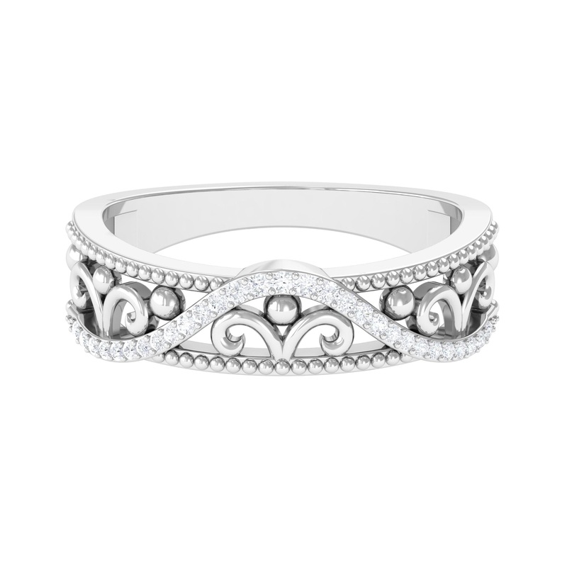 Vintage Inspired Diamond Wedding Band Ring