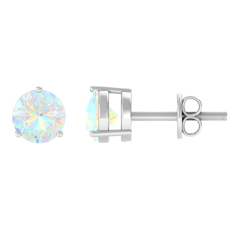 0.50 CT Ethiopian Opal Minimal Solitaire Stud Earrings in Gold