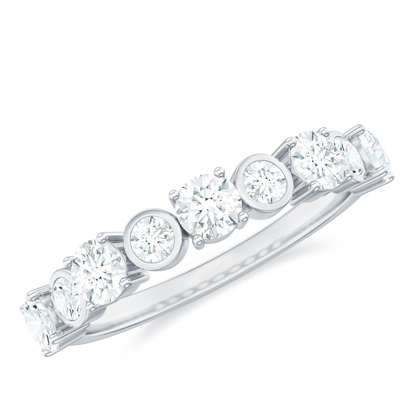 1.25 CT Certified Moissanite Half Eternity Gold Ring