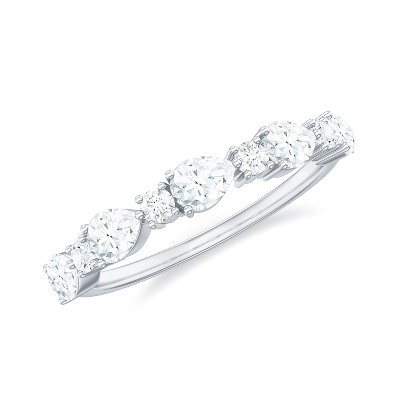 1 CT Classic Moissanite Half Eternity Ring
