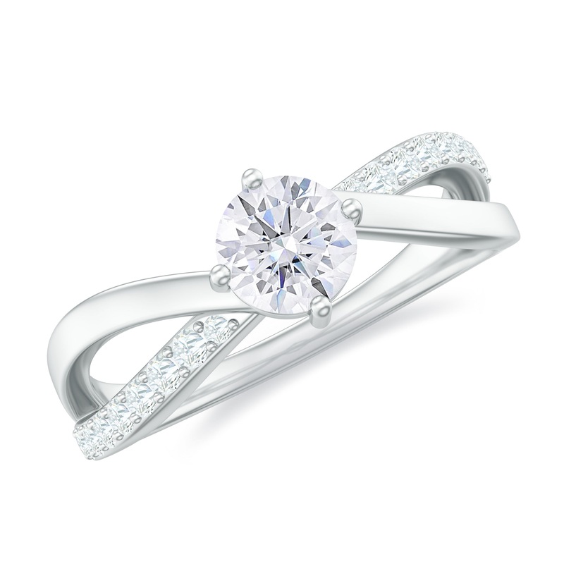 Round Cut Zircon Infinity Solitaire Ring in Prong Setting