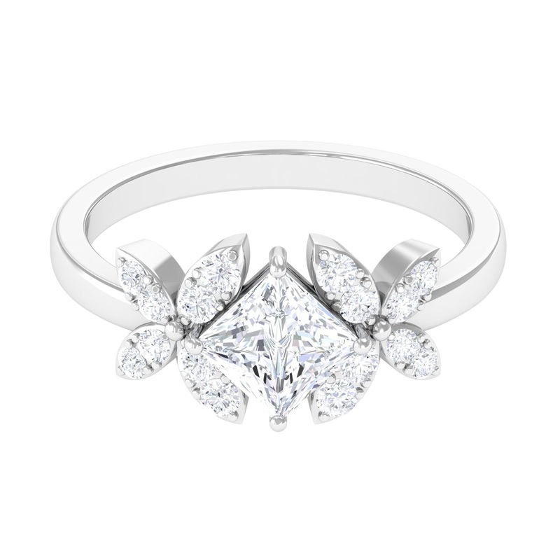 Zircon Floral Inspired Engagement Ring