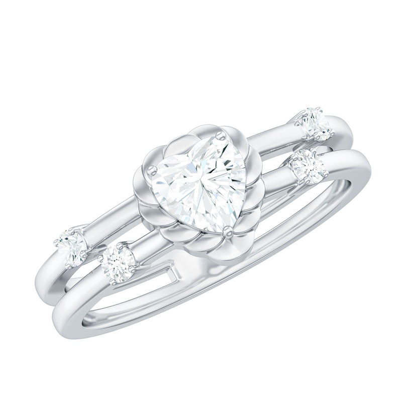 Zircon Solitaire Double Band Ring