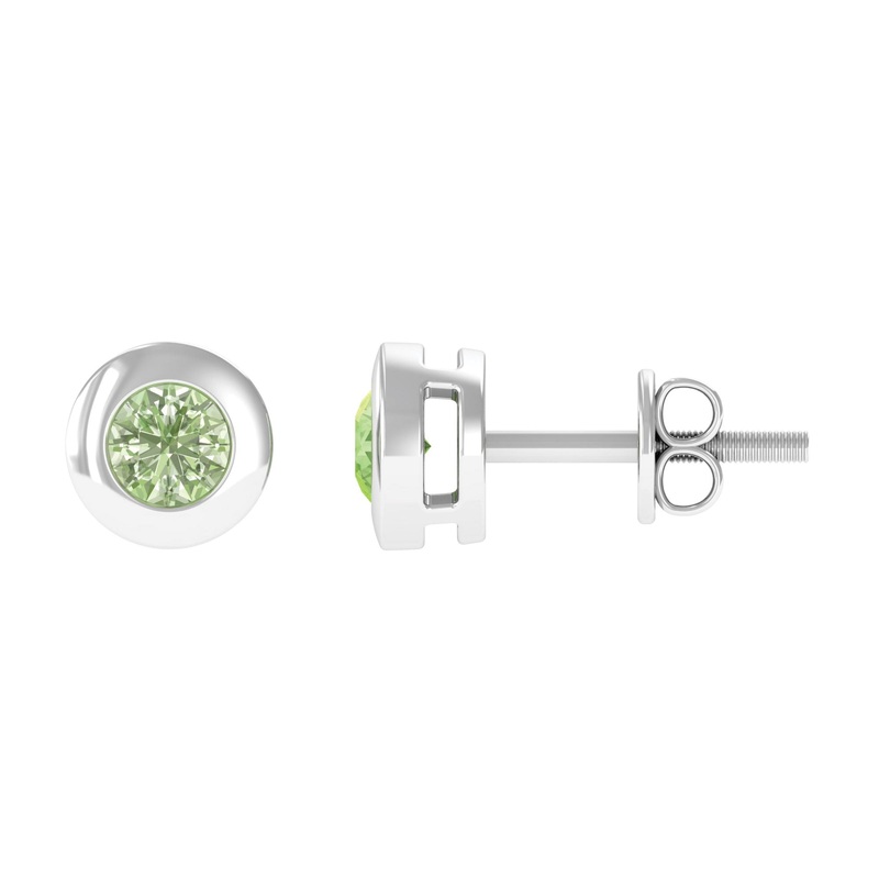 0.50 CT Green Sapphire Solitaire Stud Earrings in Bezel Setting