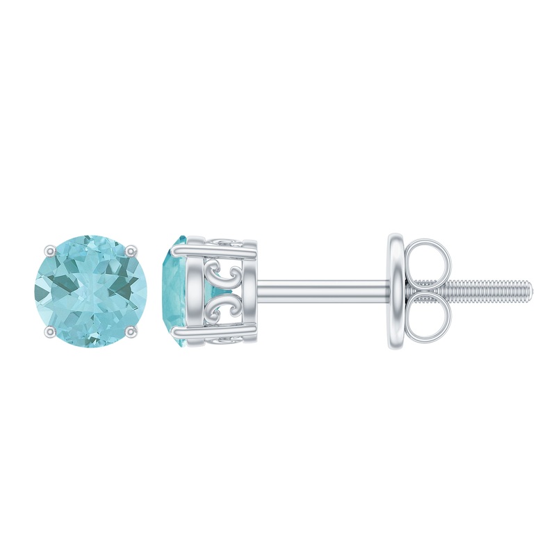 0.75 CT Sky Blue Topaz Solitaire Stud Earrings