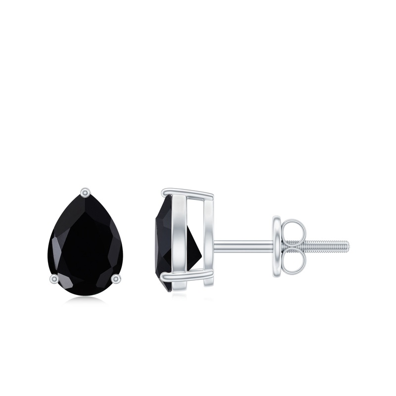 1.25 CT Pear Cut Black Spinel Solitaire Earrings