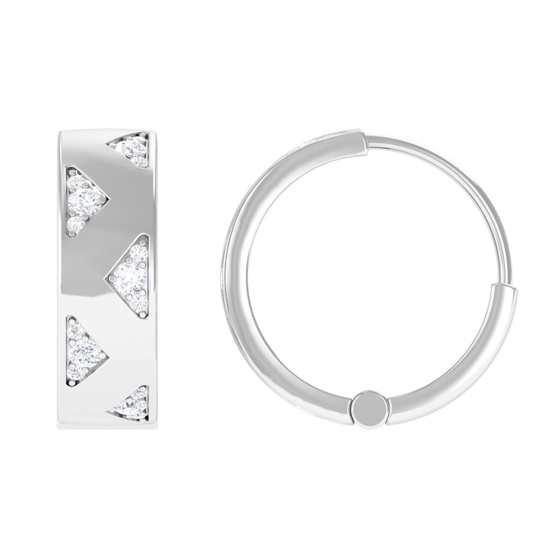 Small Gold Hoop Earrings with Diamond Accents