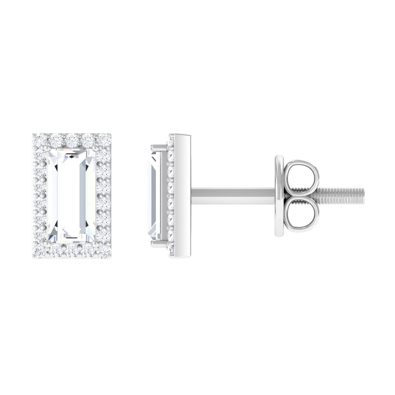 1.25 CT Classic Zircon Halo Stud Earrings in Gold
