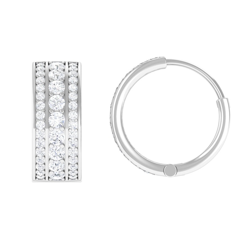 1.25 CT Round Cut Cubic Zirconia Small Hoop Earrings in Gold