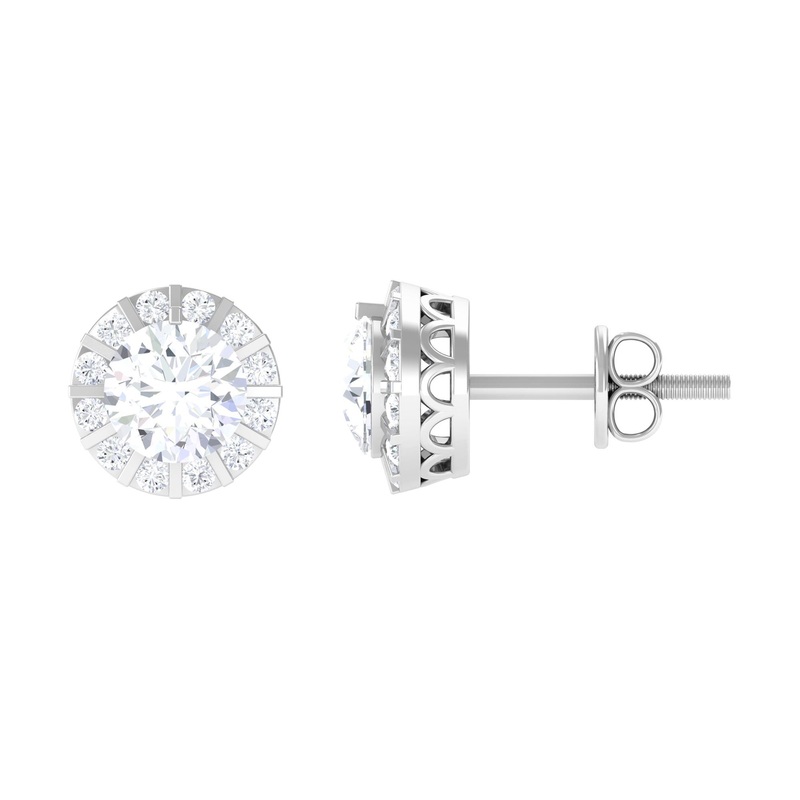 1.25 CT Round Zircon Antique Halo Stud Earrings