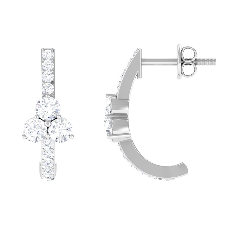 1.25 CT Round Zircon Trio Hinged Hoop Earrings
