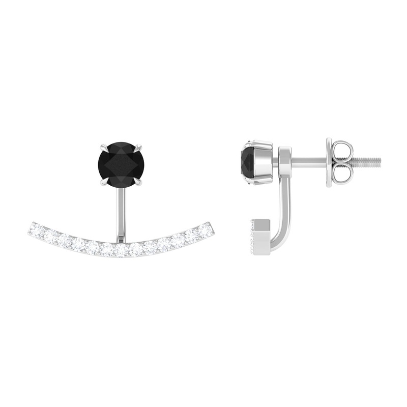 1.50 CT Classic Black and White Diamond Jacket Earrings