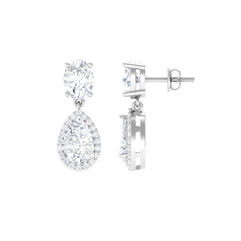 1 CT Cubic Zirconia Classic Dangle Earrings in Gold