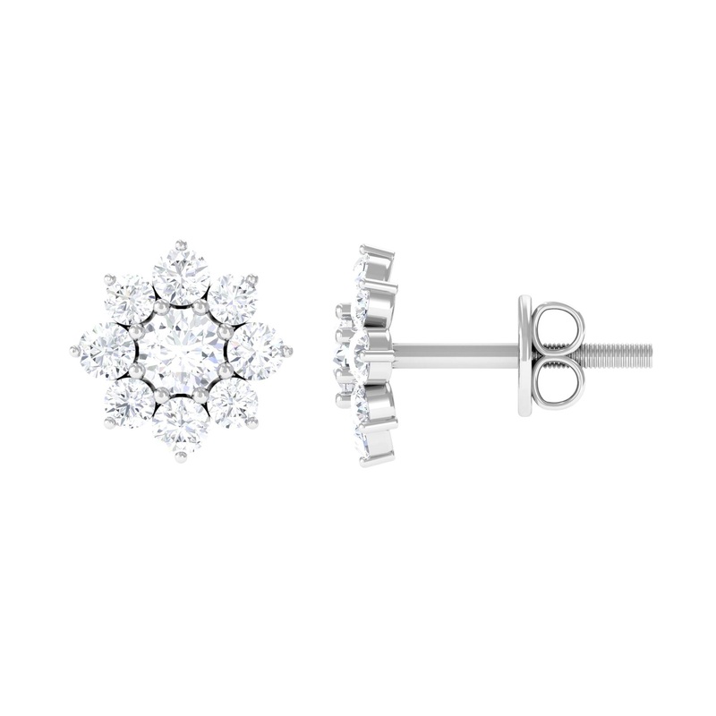 1 CT Zircon Floral Cluster Stud Earrings