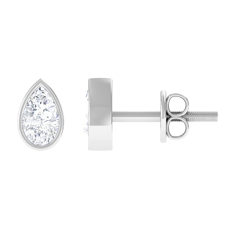 Zircon Teardrop Solitaire Stud Earrings in Bezel Setting