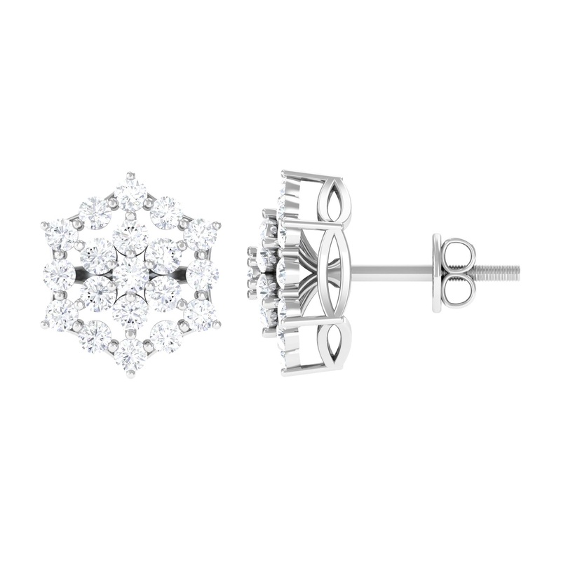 1.25 CT Round Moissanite Cluster Statement Stud Earrings