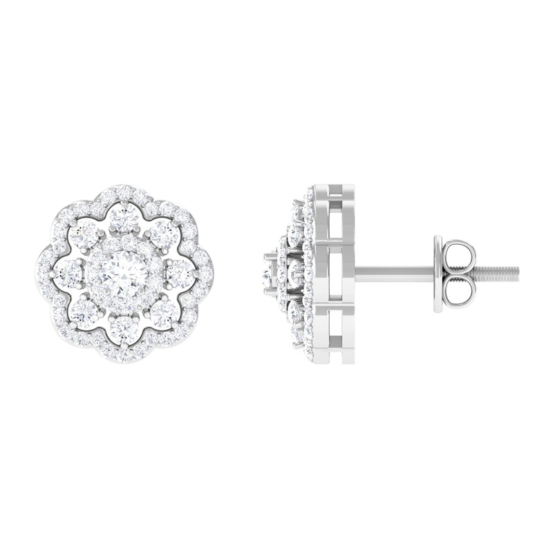 1 CT Flower Inspired Moissanite Statement Stud Earrings