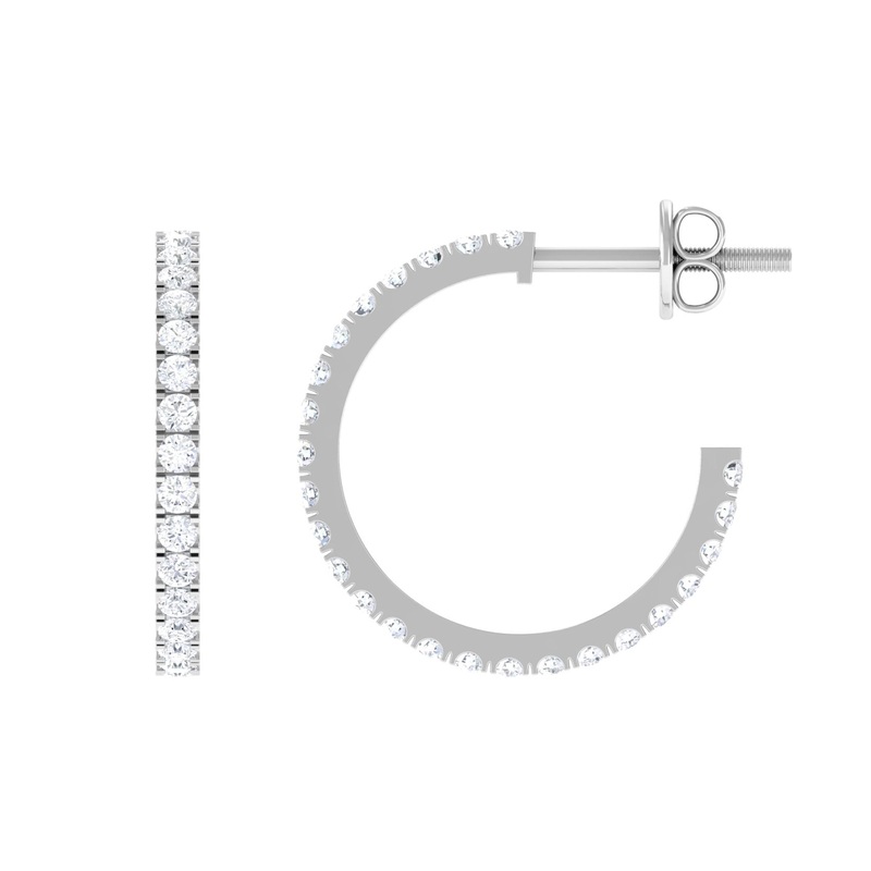 Round Shaped Diamond Hoop Earrings