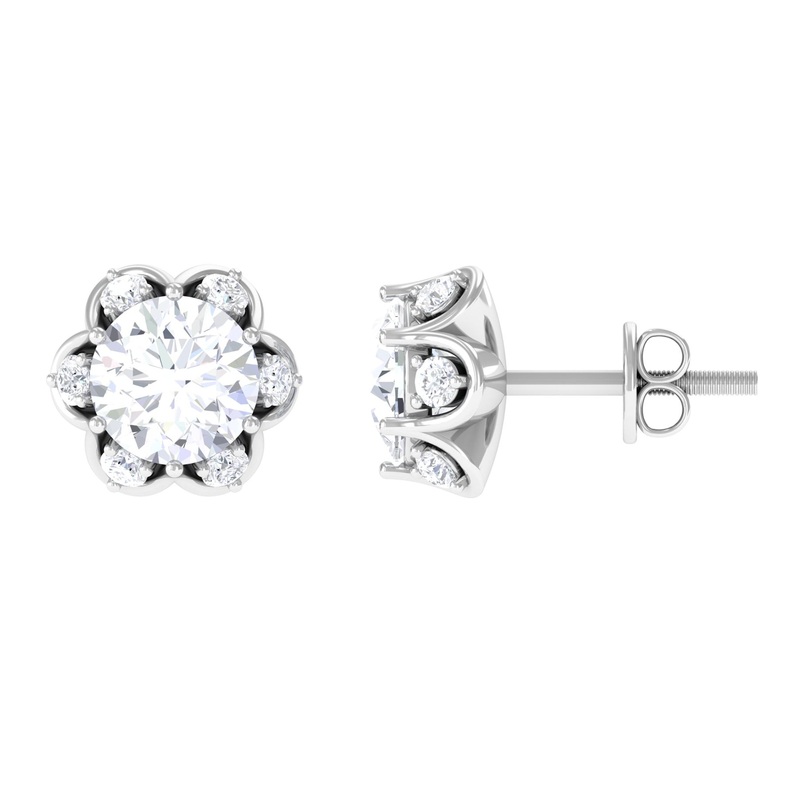 Solitaire Moissanite Designer Stud Earrings