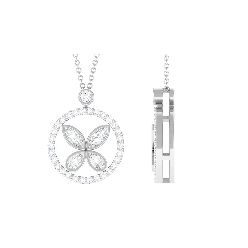 0.50 CT Certified Moissanite Butterfly Pendant