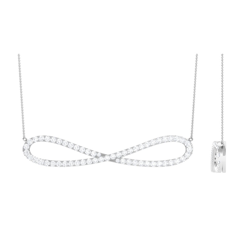 0.75 CT Certified Moissanite Infinity Necklace in Pave Setting