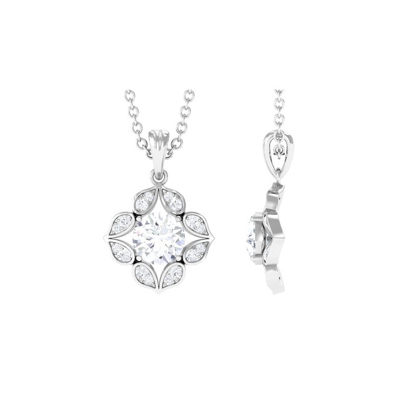 0.75 CT Round Cut Moissanite Bridal Pendant in Prong Setting