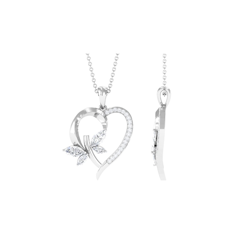 1.25 CT Certified Moissanite Heart Shape Gold Pendant