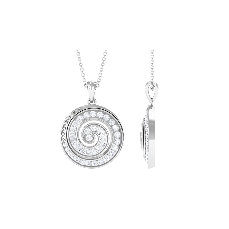 1.25 CT Round Cut Moissanite Swirl Pendant in Gold