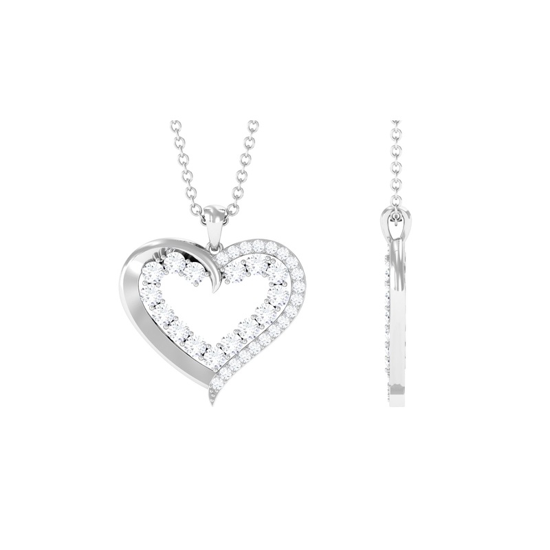 1 CT Certified Moissanite Heart Pendant in Prong Setting