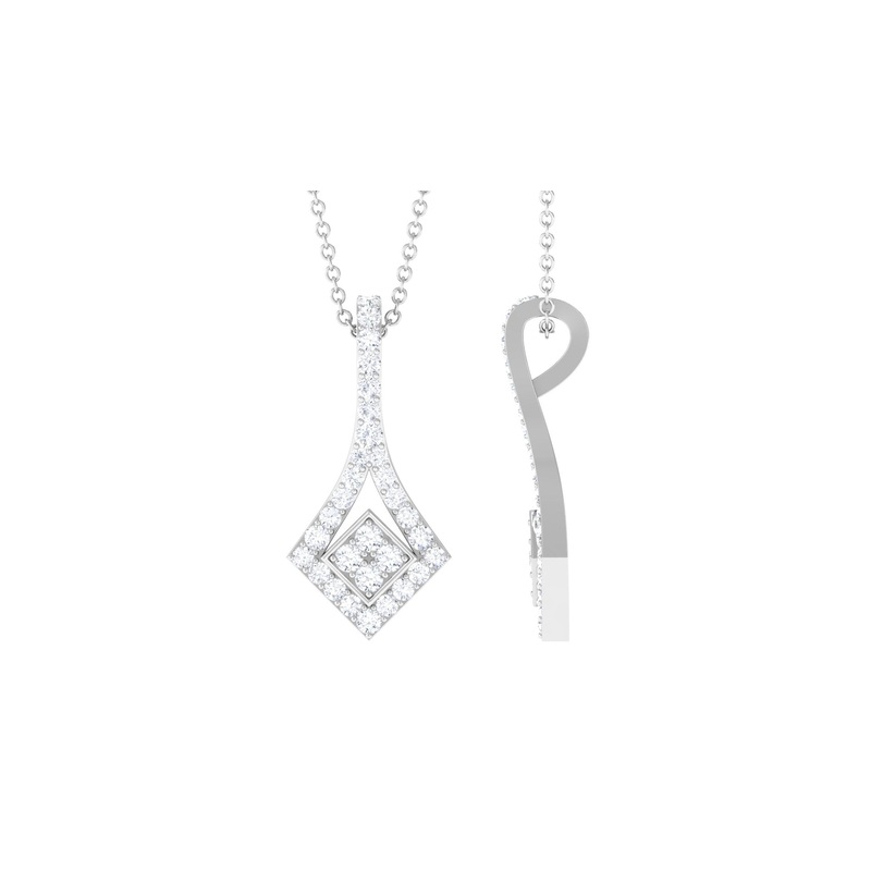 1 CT Designer Moissanite Dangle Pendant in Prong Setting
