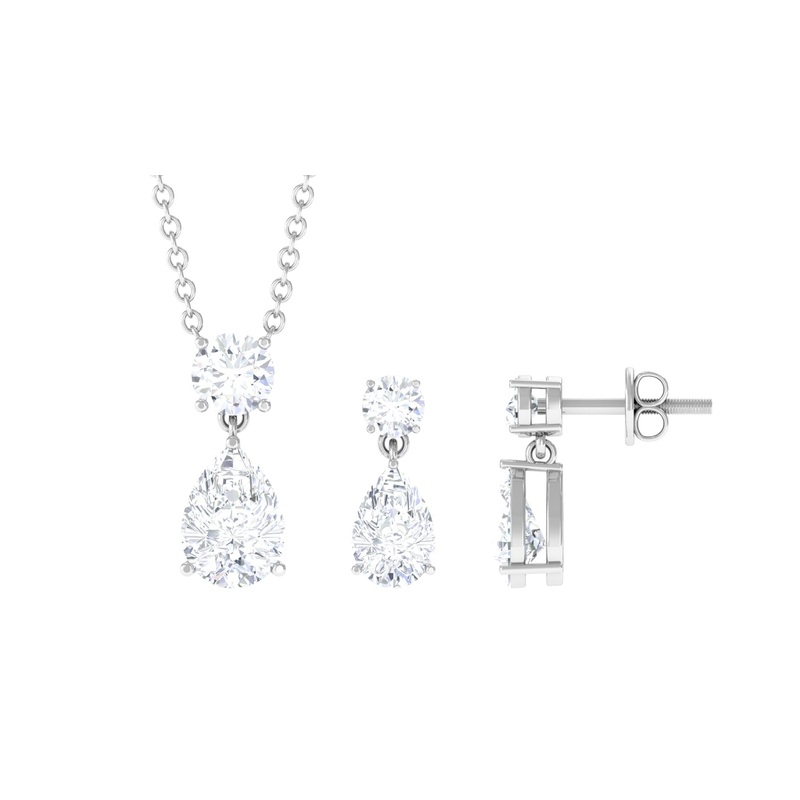 2.5 CT Moissanite Teardrop Two Stone Jewelry Set