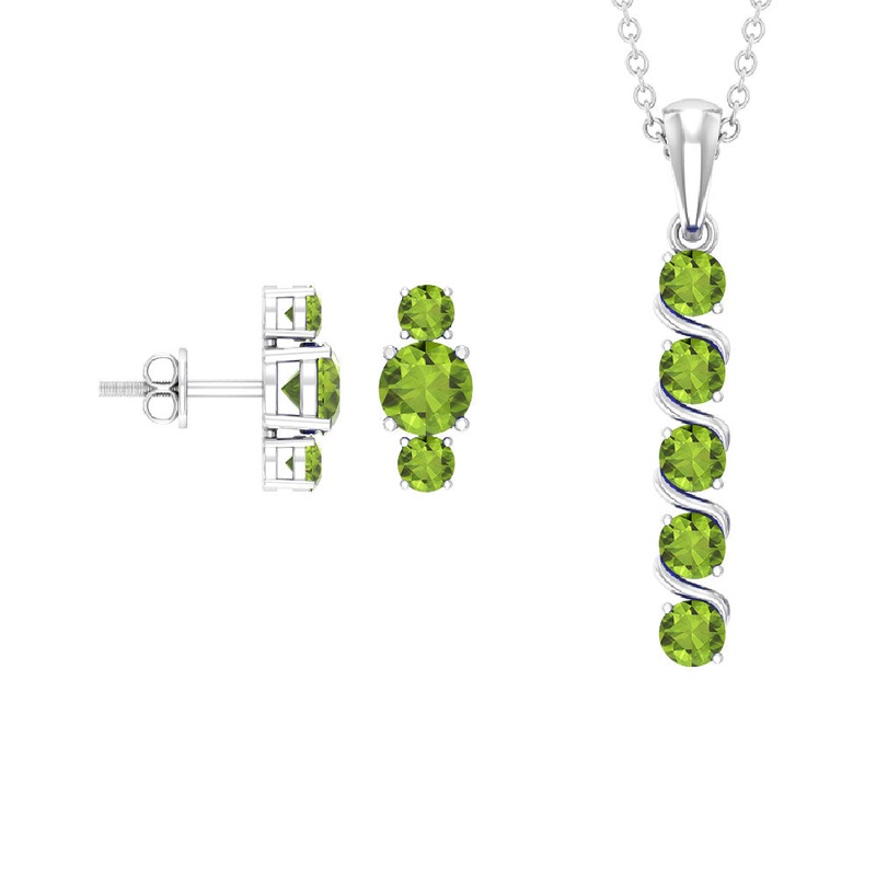 2 CT Elegant Peridot Bar Jewelry Set