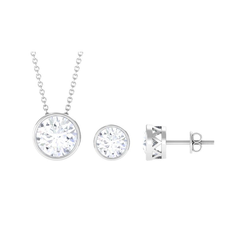 4 CT Simple Moissanite Solitaire Jewelry Set in Bezel Setting