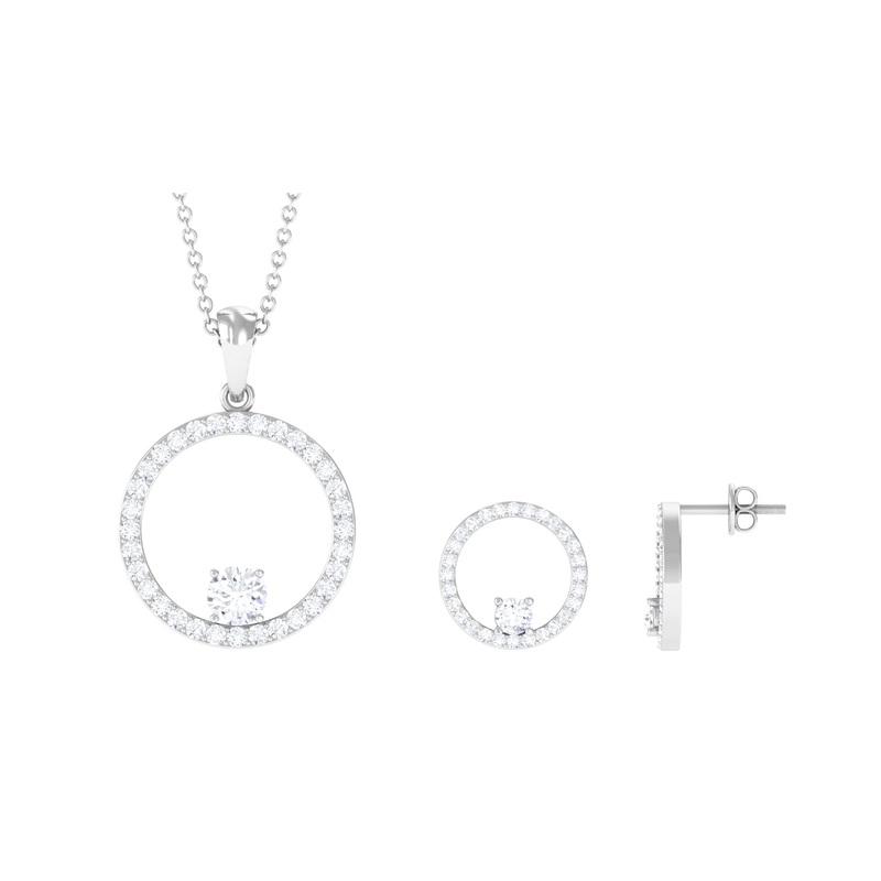 Certified Moissanite Open Circle Jewelry Set
