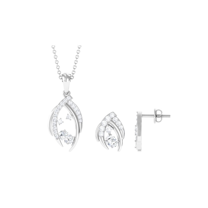 Minimal Moissanite Jewelry Set in Prong Setting