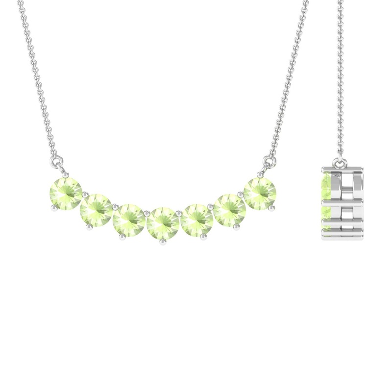 Seven Stone Peridot Bar Necklace