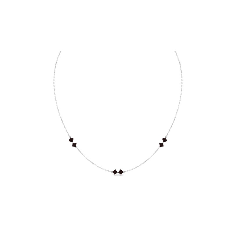 Simple Garnet Station Chain Necklace