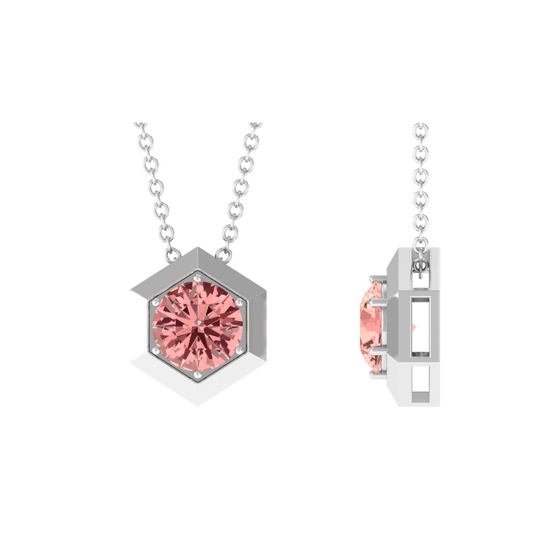 0.50 CT Morganite Hexagon Shape Pendant Necklace