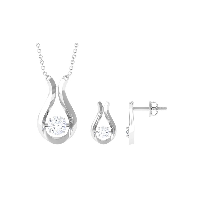0.75 CT Cubic Zirconia Gold Teardrop Minimal Jewelry Set