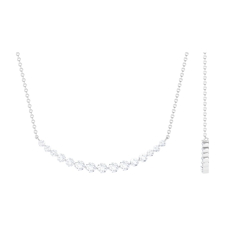 1 CT Elegant Zircon Curved Necklace in Gold