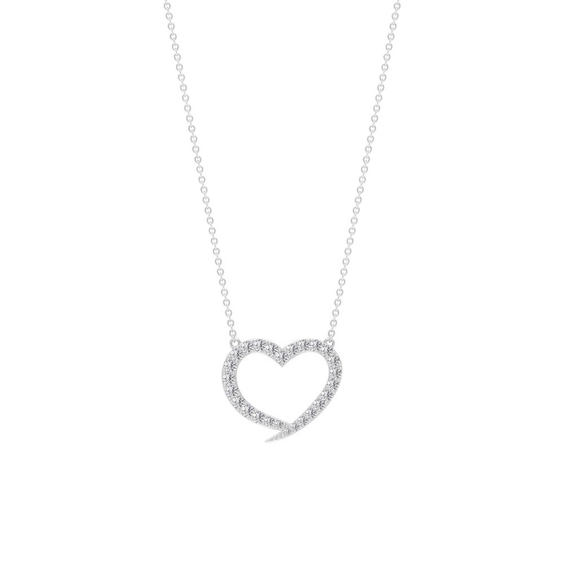 1 CT Round Cubic Zirconia Minimal Open Heart Necklace
