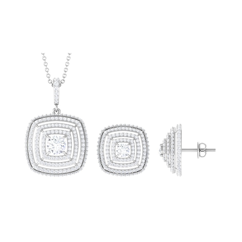 3.75 CT Round Cut Zircon Statement Jewelry Set in Gold