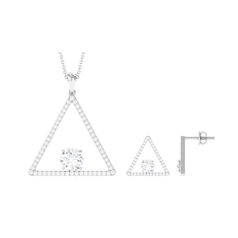 4 CT Round Zircon Open Triangle Jewelry Set in Gold
