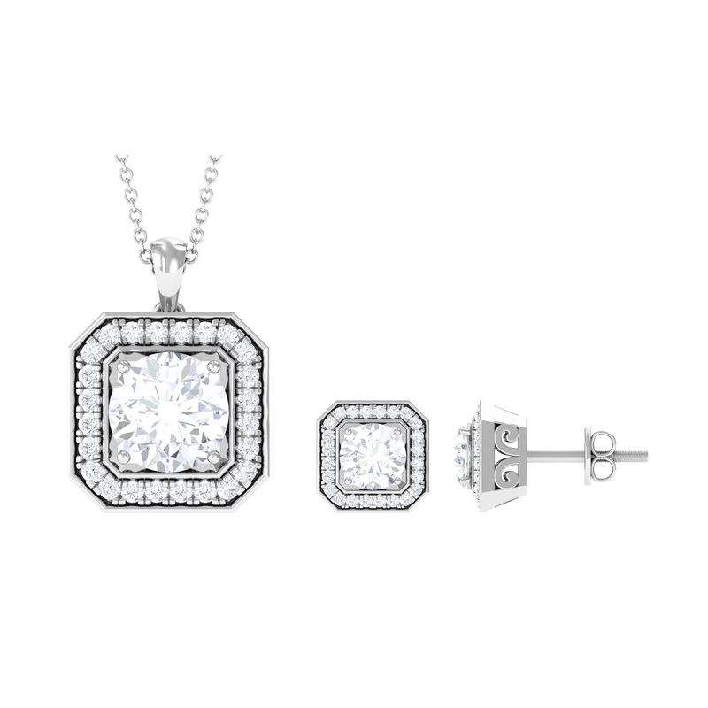 5.25 CT Vintage Inspired Cubic Zirconia Jewelry Set in Gold